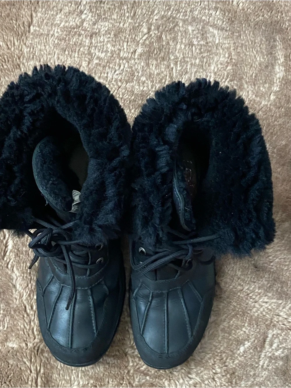 UGG Black Waterproof Lace-Up Snow Boots for Men